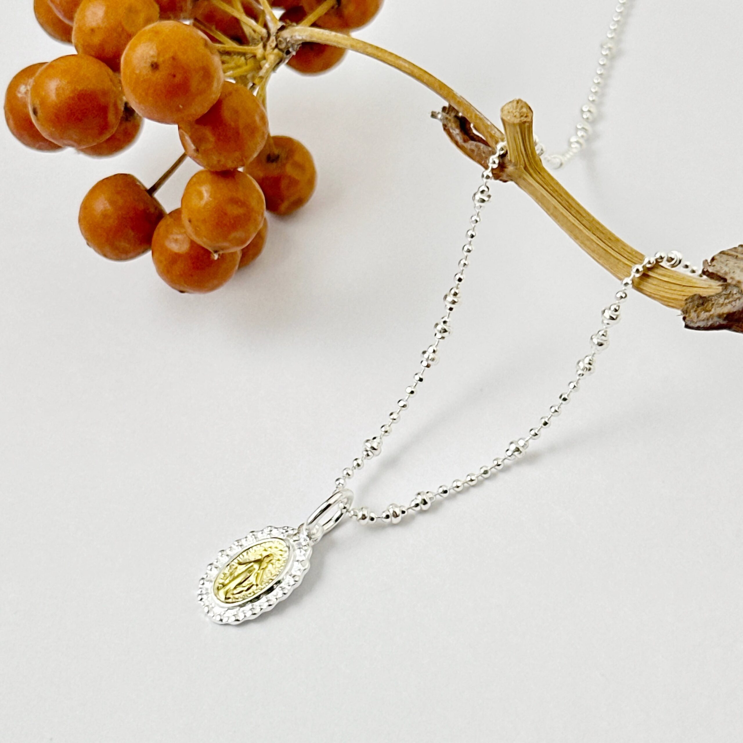 Silver x Gold Coating コンビ スモール オメダイ ネックレス　リトルラグーン鎌倉