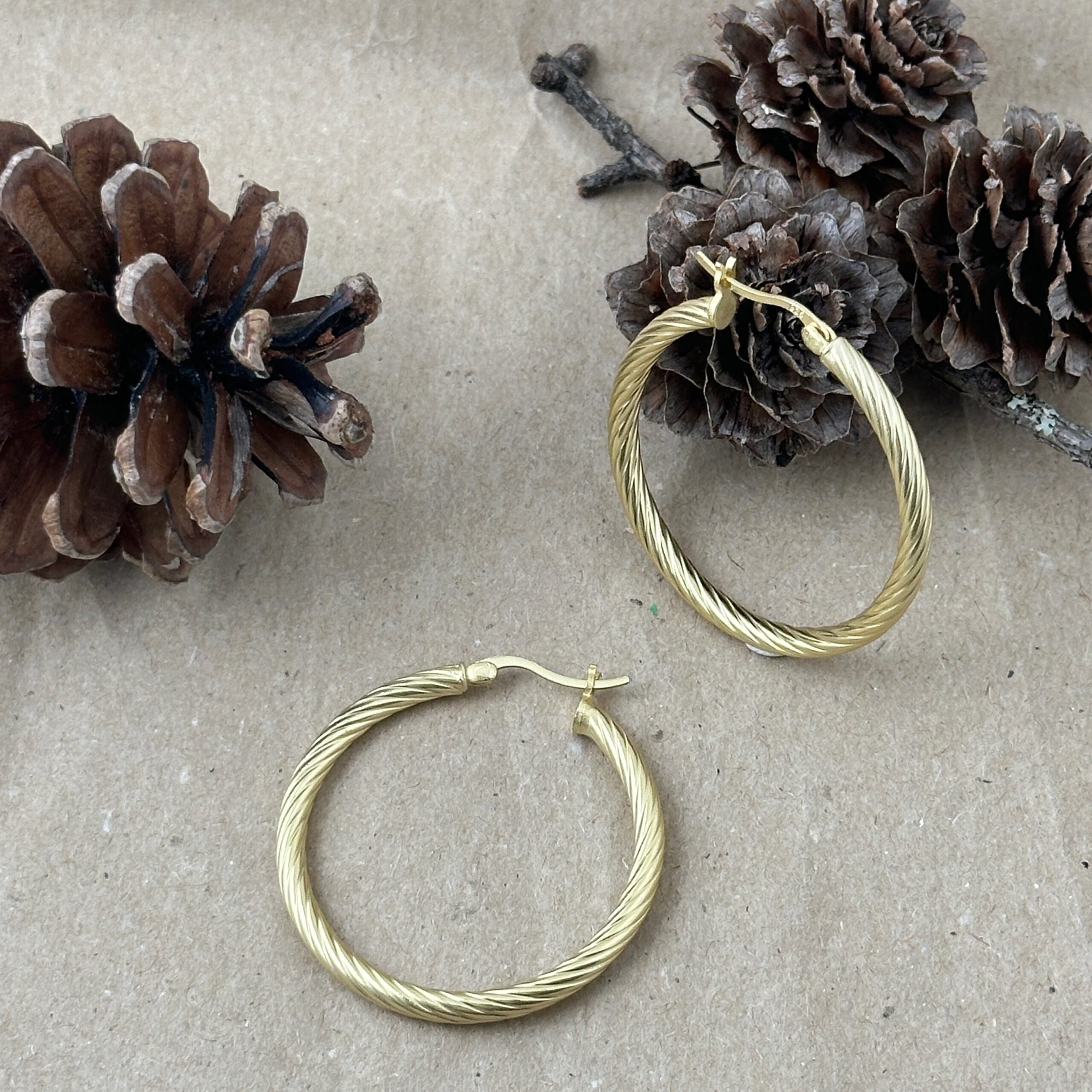 Gold Coating スパイラル フープ ピアス Lサイズ　リトルラグーン鎌倉