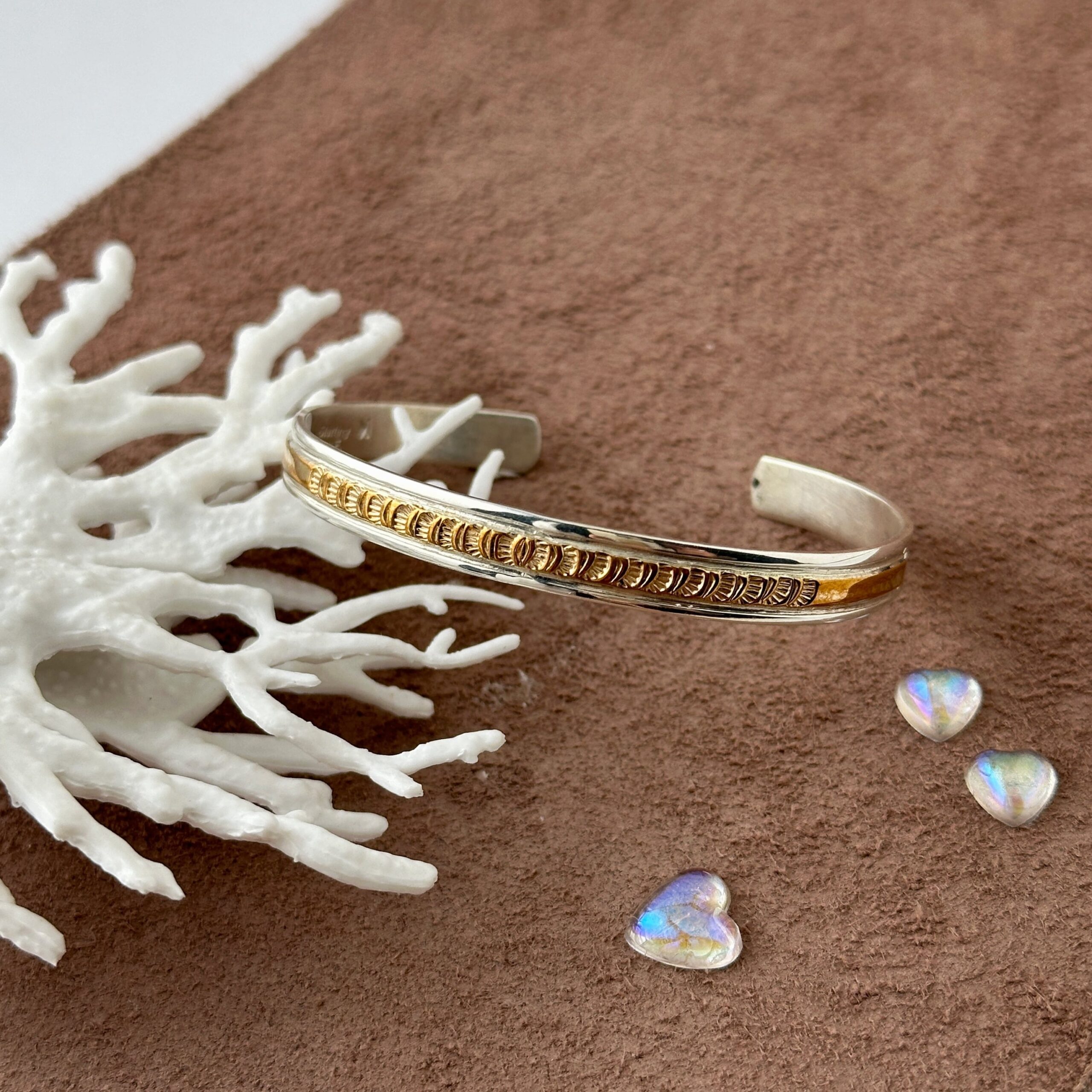 《Indian Jewelry 》Silver x Gold Coating コンビ スタンプワーク バングル リトルラグーン鎌倉